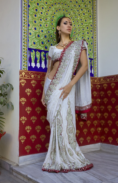 güzel genç Hintli kadın gelin ile geleneksel giyim - Fotoğraf, Görsel