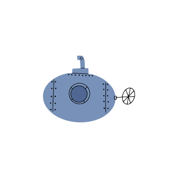 Submarine. Underwater transport. Sea life design. Vector illustration in scandinavian style. - Vektor, kép