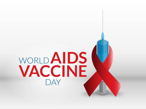 Design do Dia Mundial da Vacina contra a AIDS. Ilustração da fita vermelha da AIDS e da conscientização da vacina contra o HIV - Vetor, Imagem