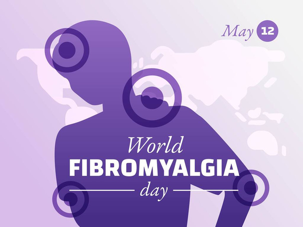 Maailman Fybromyalgia päivä suunnittelu ihmisten ja kehon kipu hartiat - Vektori, kuva
