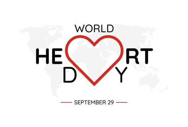 Vektorová ilustrace na téma Světového dne srdce pozorovaná každý rok 29. září po celém světě, typografie - Vektor, obrázek