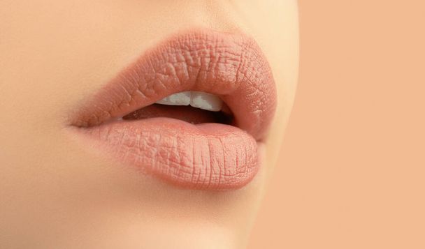 Lips care. Cosmetology cosmetic, lip balm Hygienic lipstick - Foto, imagen