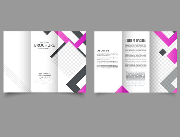 Trifold brochure with geometric elements. Editable vector templates with design elements. . Flyer and Leaflet, Cards, Landing, Website Design. Vector illustration. - Vector, Image