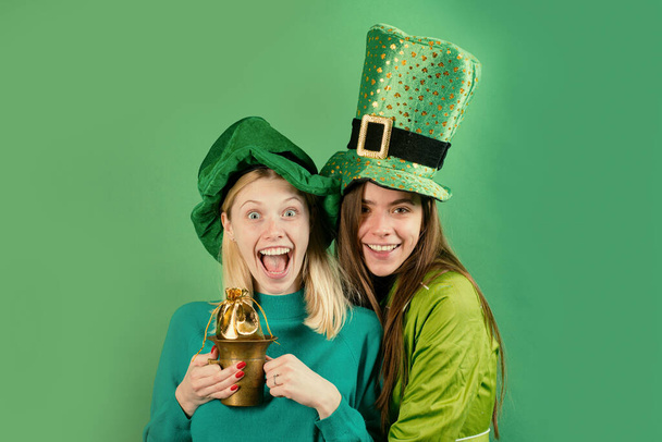 Saint Patricks Day leprechaun party hat. Irish traditions. Having fun. Isolated - Фото, изображение