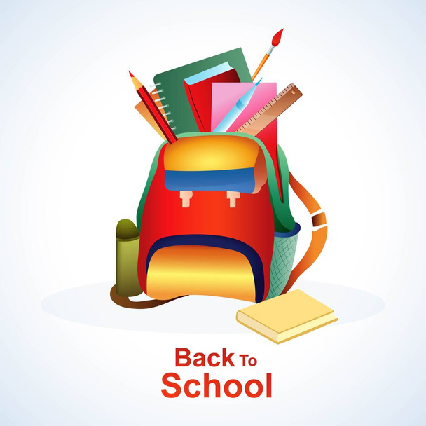 Beautiful illustration back to school with open bag background - Vector, Image