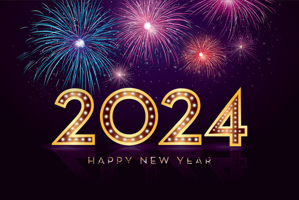 2024 Happy New Year fireworks Background Design - Vector, Image