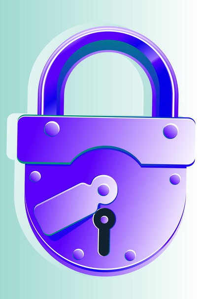 closed padlock blue color vector illustration - Vector, imagen
