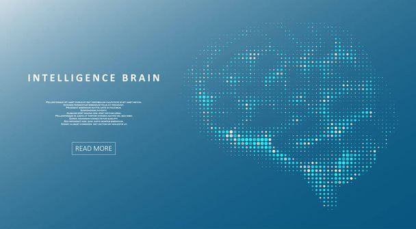 Artificial Intelligence illustration of brain. Machine learning concept. Particles liquid dynamic flow. Graphic concept for your design - Vektor, obrázek