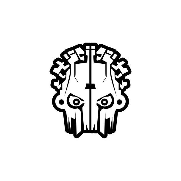 Logo vectoriel avec robot noir et blanc. - Vecteur, image
