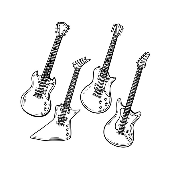 Illustration vectorielle de rock guitare avec concept de style dessiné à la main - Vecteur, image
