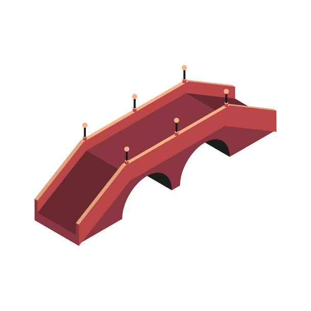 Изометрический пешеходный мост через реку 3d иконка вектор иллюстрация - Вектор,изображение