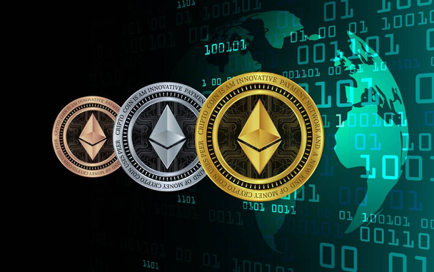 ethereum-eth virtual currency images. 3d illustrations. - Photo, Image