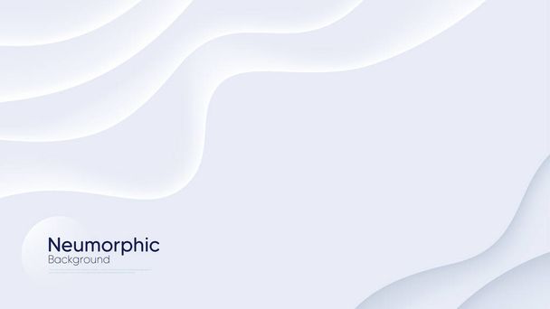 Neumorphic background with wavy layers. Minimal abstract paper 3d design template. Curve wave Neumorphic pattern banner. Realistic paper surface. Website presentation template. Vector - Vetor, Imagem