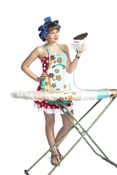 Hausfrau mit Bügeleisen - Foto, Bild
