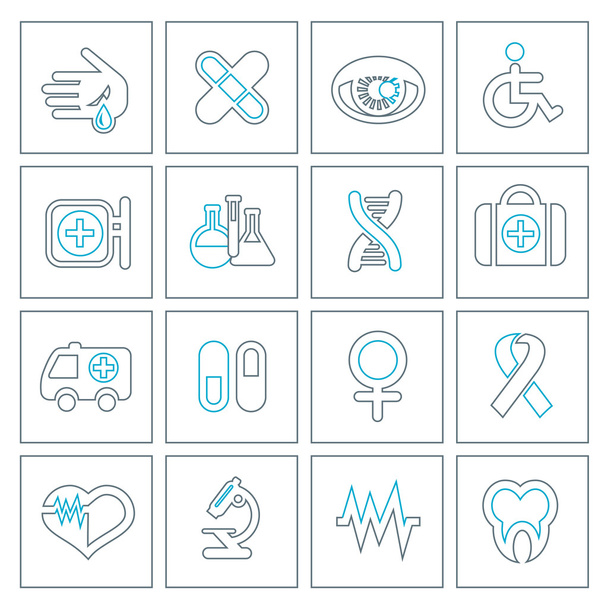 Thin line medical icons set - Vector, Image