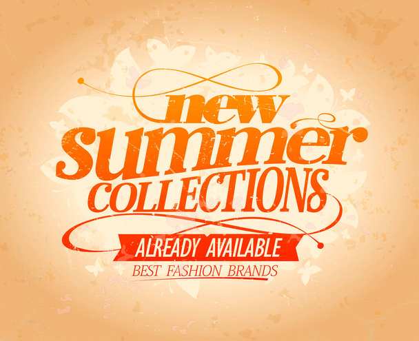 New summer collections vector banner design template, best fashion brands, vintage style - Vector, afbeelding