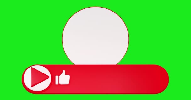 Suscribirse botón con revelar animación en la pantalla verde. Suscribir texto y borde redondo de imagen avatar. - Metraje, vídeo