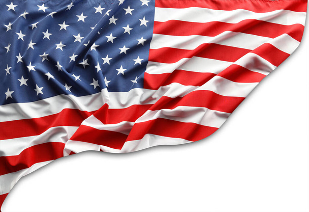 Closeup of American flag on white background - Zdjęcie, obraz