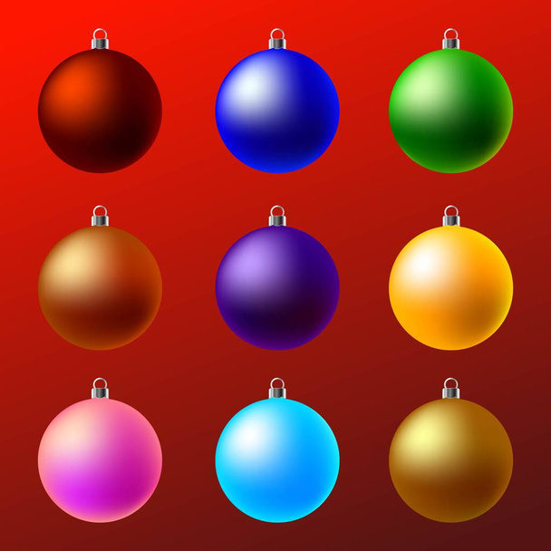 Kerstmis mooie kleurrijke ballen set - Vector, afbeelding
