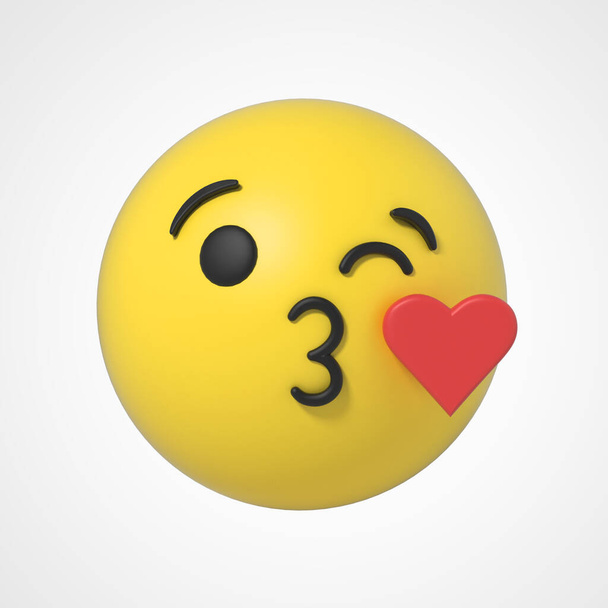 3d emoji emoticon character, winks and kisses. - Zdjęcie, obraz