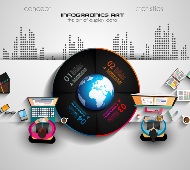 infografische Teamarbeit und Brainstorming - Vektor, Bild
