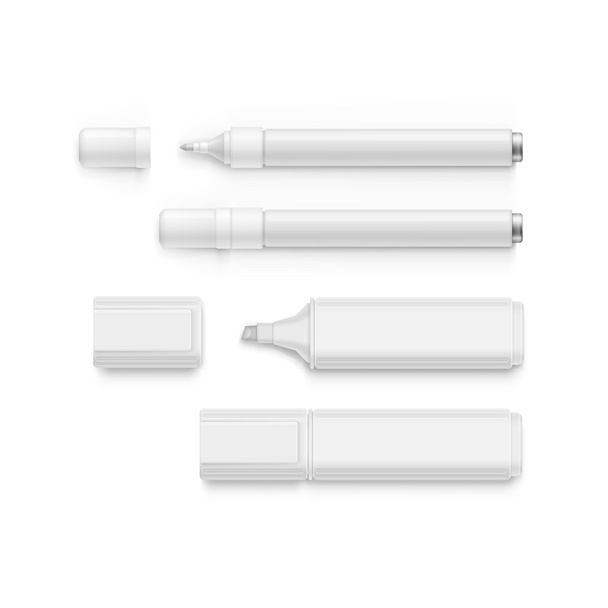 Set of Markers, Highlighters, Felt Tip Pens - Vector, imagen