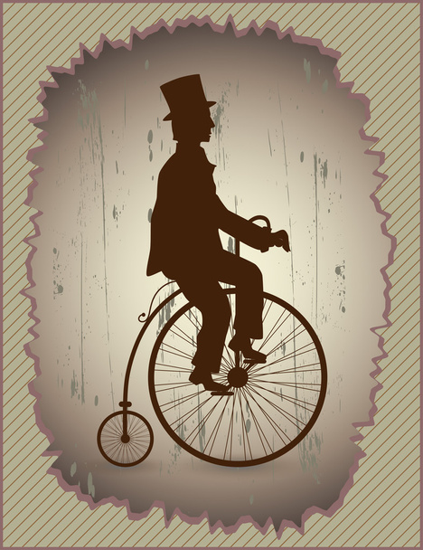 Retro-Fahrrad und ein Gentleman - Vektor, Bild