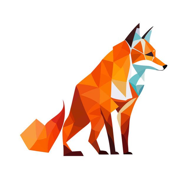 Fox logo design. Abstract colorful polygonal fox image. Calm fox. Vector illustration - Vektor, obrázek