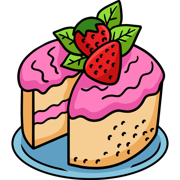 Dieser Cartoon-Clip zeigt eine aufgeschnittene Kuchen-Illustration. - Vektor, Bild