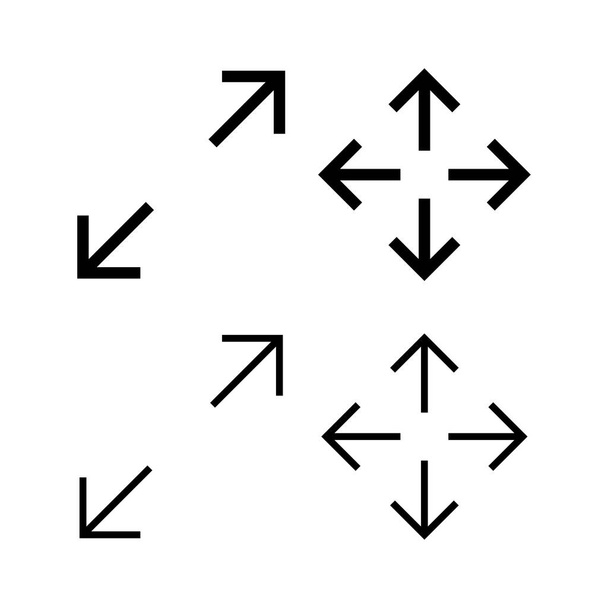 Ilustração vetorial Fullscreen Icon. Expandir para o sinal de tela cheia e símbolo. Símbolo de setas - Vetor, Imagem