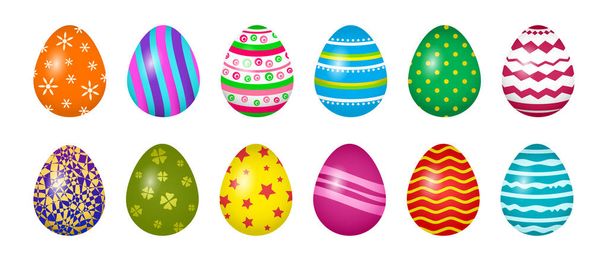 Colorful Easter egg, bright decor vector icon, 3d eggs collection isolated on white background. Holiday illustration - ベクター画像