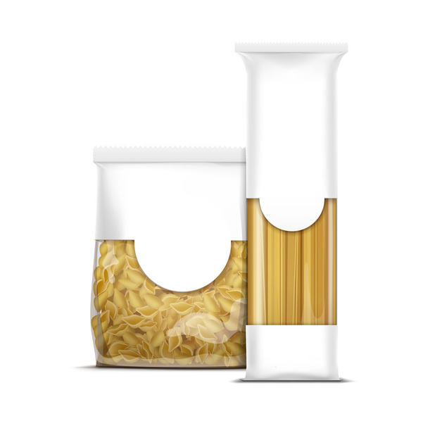 Spagetti és kagyló tészta csomagolások sablon - Vektor, kép
