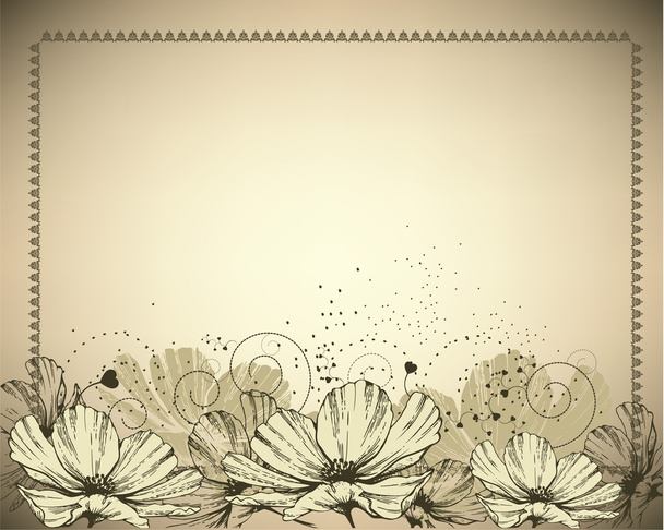 Vintage Frame with white flowers - Vector, Image