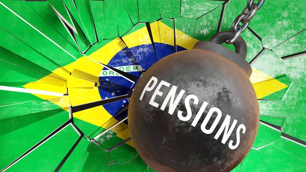 Pensioenen in Brazilië - grote impact van pensioenen die het land vernietigen en economische achteruitgang veroorzaken - Foto, afbeelding