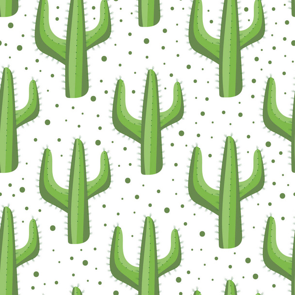 Kaktus saumaton kuvio. Luettu valkoisella pohjalla. Hyvä tekstiilien tulostukseen, käärimiseen ja seinäpaperin suunnitteluun. - Vektori, kuva
