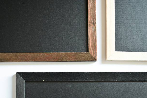 blank clean new chalkboard in wooden frame isolated on white background, blackboard for education school - Фото, изображение