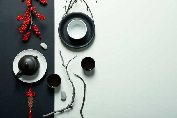 Έννοια του τσαγιού, ασιατικό τσάι, χώρος για κείμενο - Φωτογραφία, εικόνα