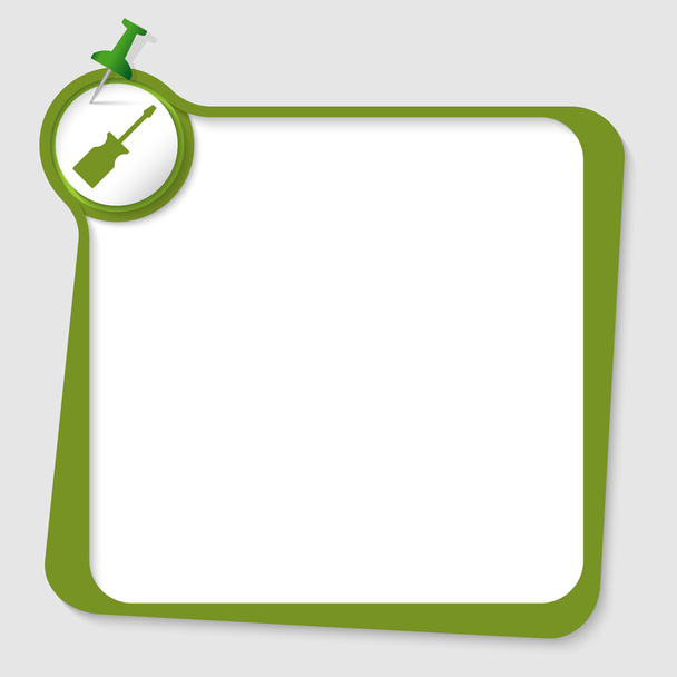 Green text box with pushpin and screwdriver - Vektor, kép