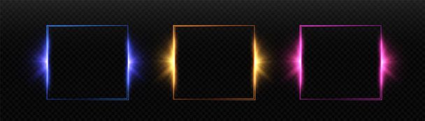 Glowing thin square frame on a transparent background. Perfect design for header, logo and promotional banner. Vector - Wektor, obraz