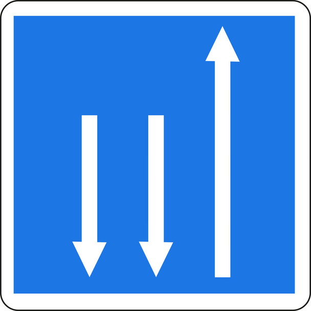 Panneau routier: Section de route a trois voies - Вектор,изображение