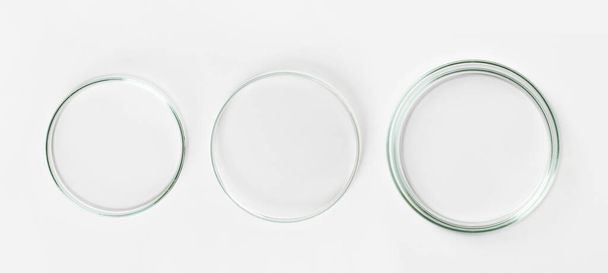set of Petri dishes on a light background. - Foto, imagen