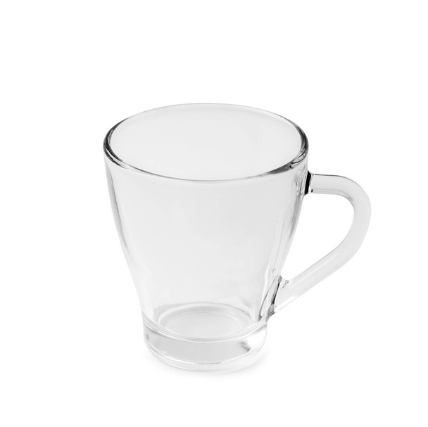 Üres átlátszó üveg csésze csésze tea vagy kávé izolált fehér alapon. - Fotó, kép