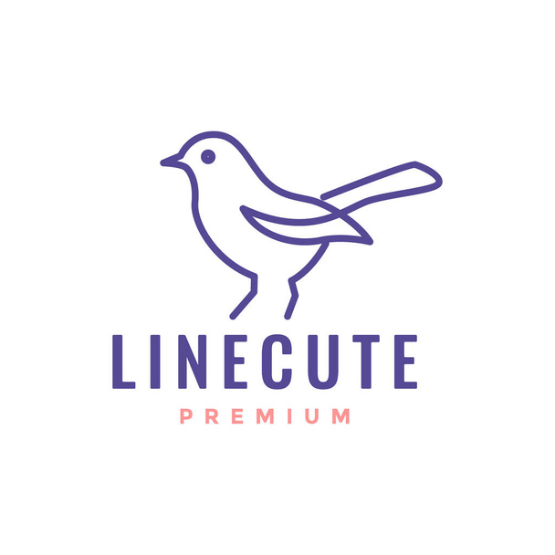 экзотическая птица маленькая современная минимальная линия простой дизайн логотипа вектор - Вектор,изображение