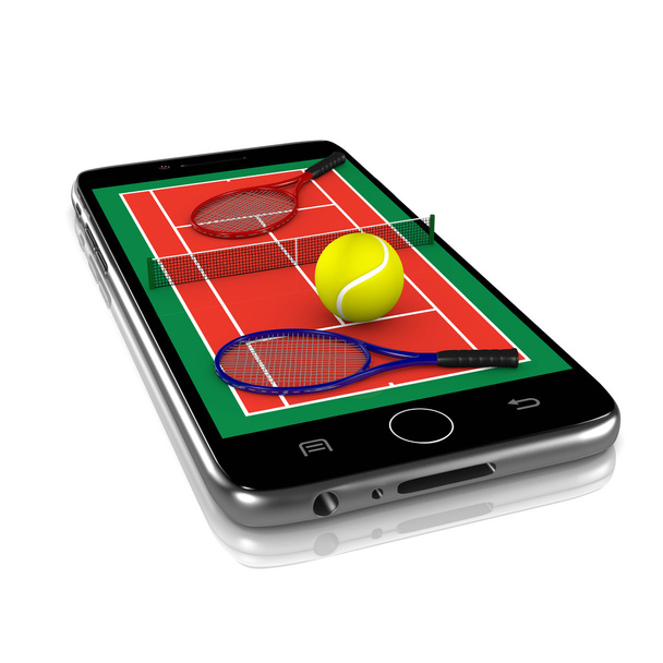 スポーツ アプリ スマート フォンでテニス - 写真・画像