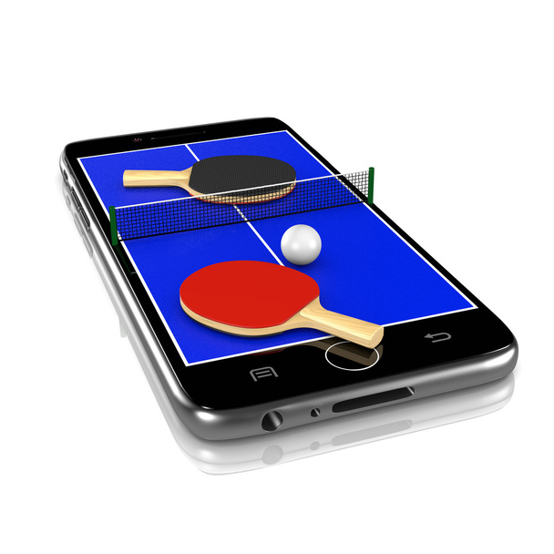 Tischtennis auf dem Smartphone, Sport-App - Foto, Bild