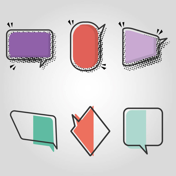 Set of empty colored comic speech bubble Vector illustration - Vector, imagen