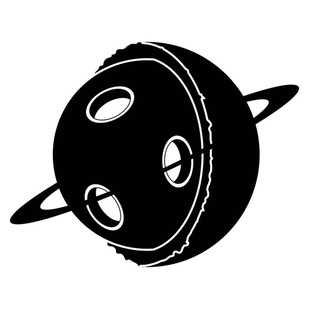 Isolated silhouette of a sci fi fantasy planet icon Vector illustration - Vetor, Imagem
