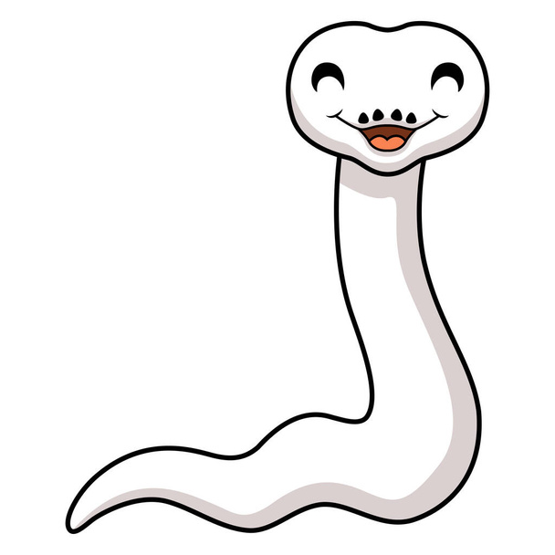 Illustration vectorielle de Mignonne boule leucémique blanche python dessin animé de serpent - Vecteur, image