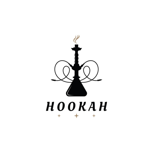 Hookah Shisha Silhouette Logo Icon. Vintage Shisha Illustration Logo. Logo Template For Bar, Cafe And Club. - Vektori, kuva