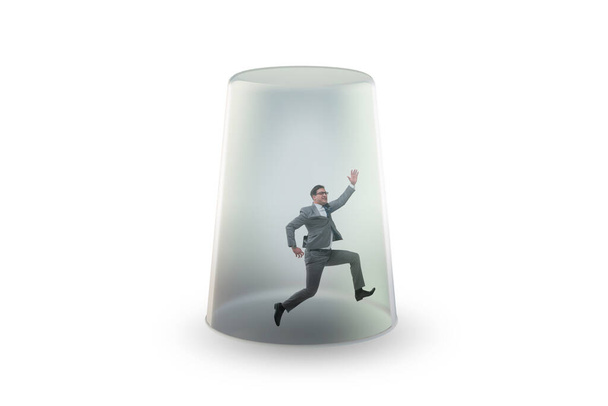 Homme d'affaires piégé dans le verre transparent - Photo, image